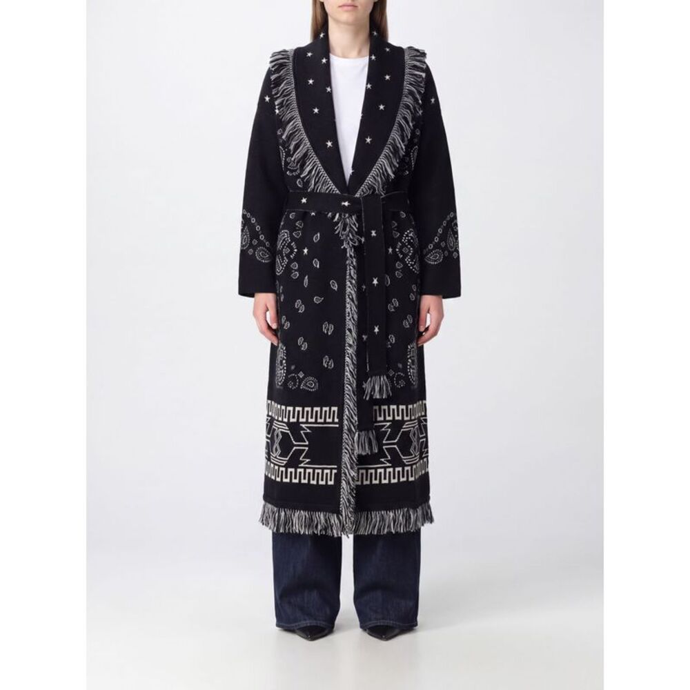 Alanui Women Alanui Long Jacquard Virgin Wool Robe Cardigan With Fringes